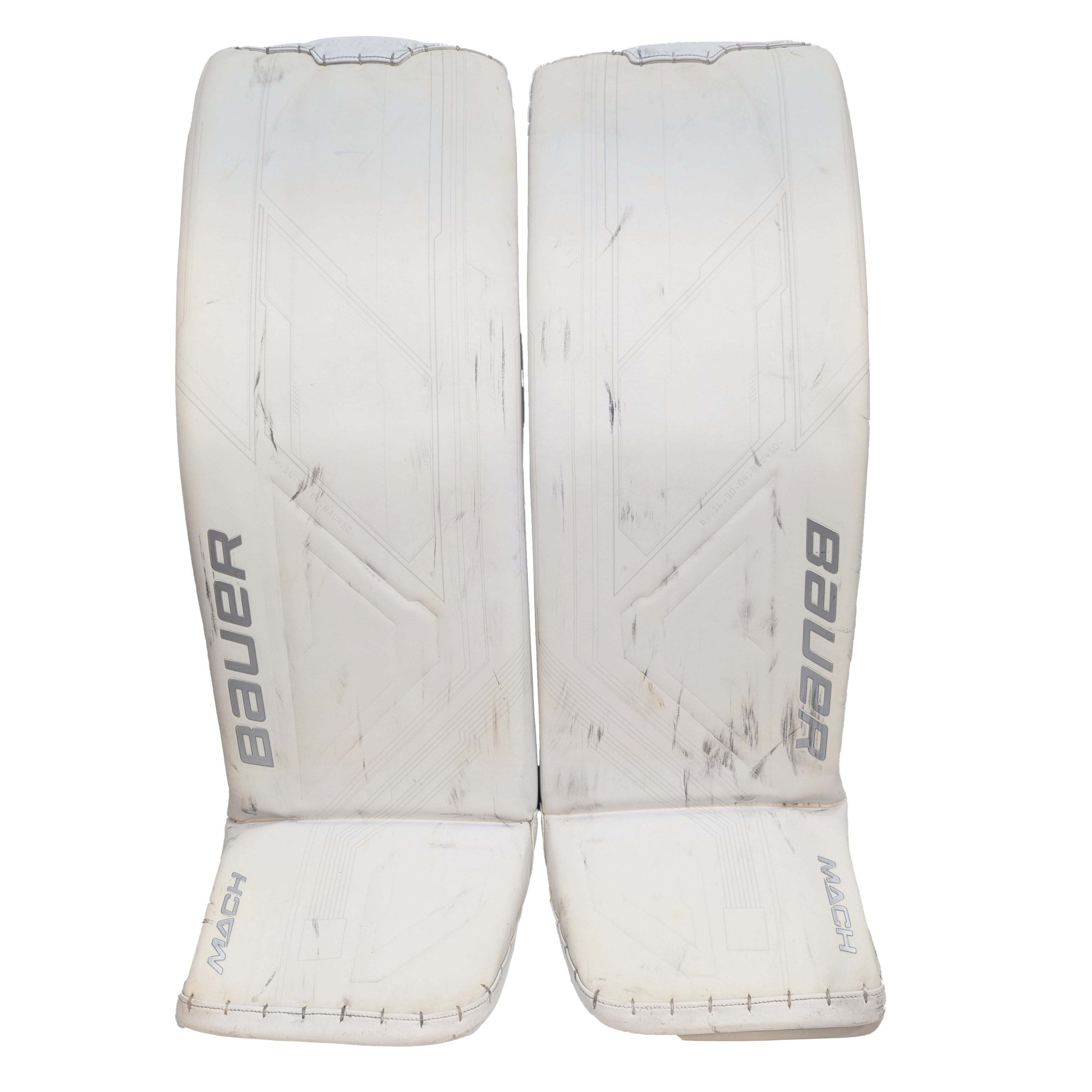Bauer Supreme Mach - Jambières de gardien USHL d'occasion (blanc/argent)